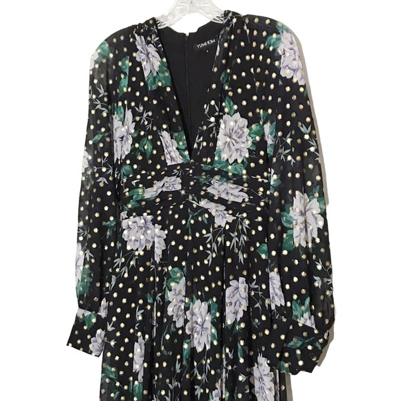 Yumi Kim black long sleeve floral maxi dress Size S NWOT - Picture 1 of 7